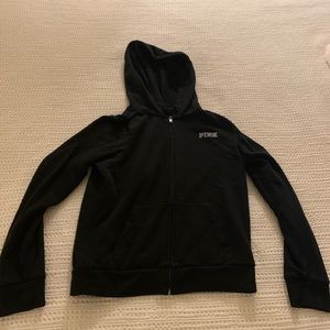 Short black PINK zip up hoodie